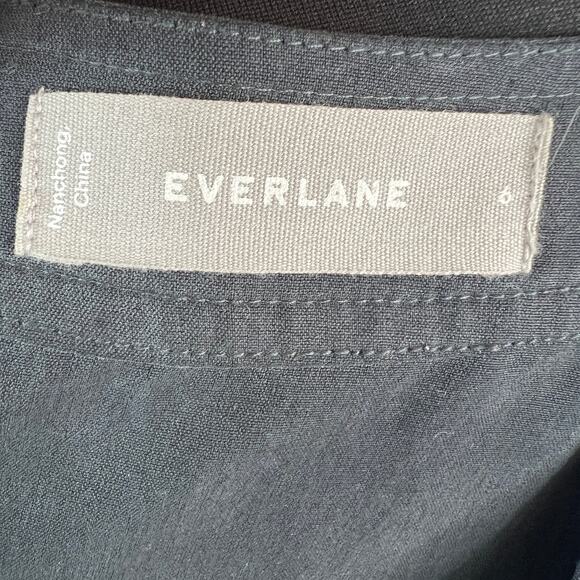 EVERLANE The Washable Black Crop Wrap Blouse Silk V-Neck Tie-Waist Size Small S - Picture 7 of 8